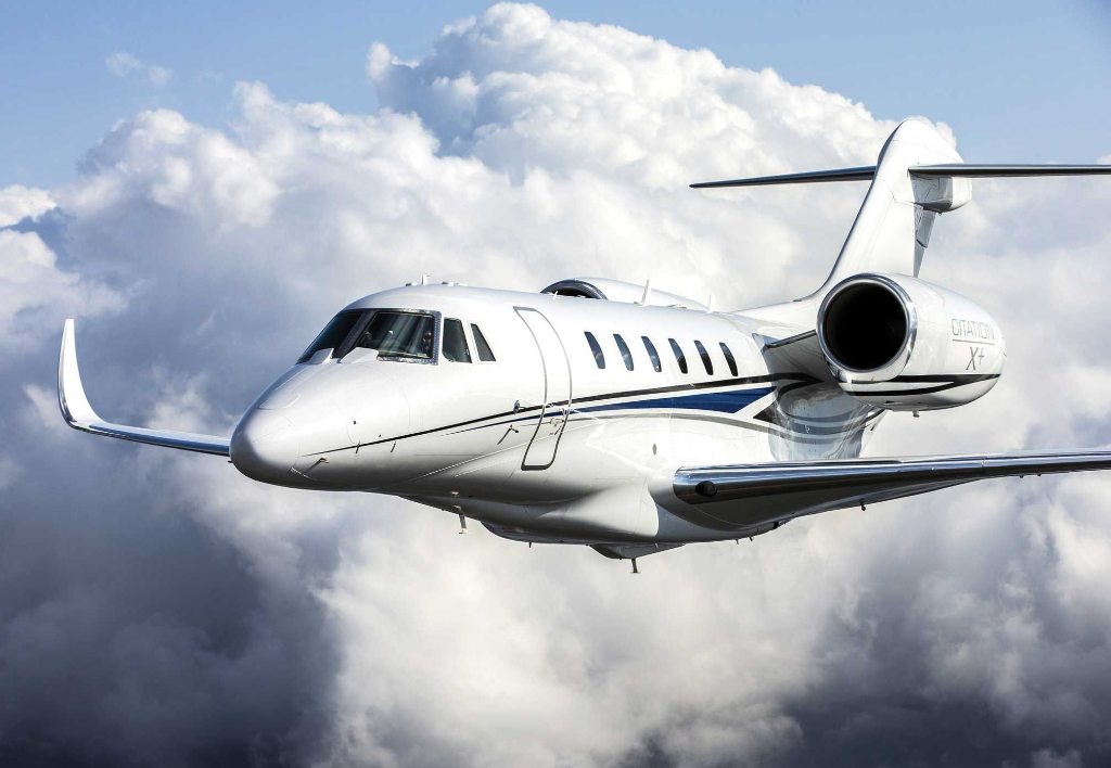 Cessna Citation X private jet in flight